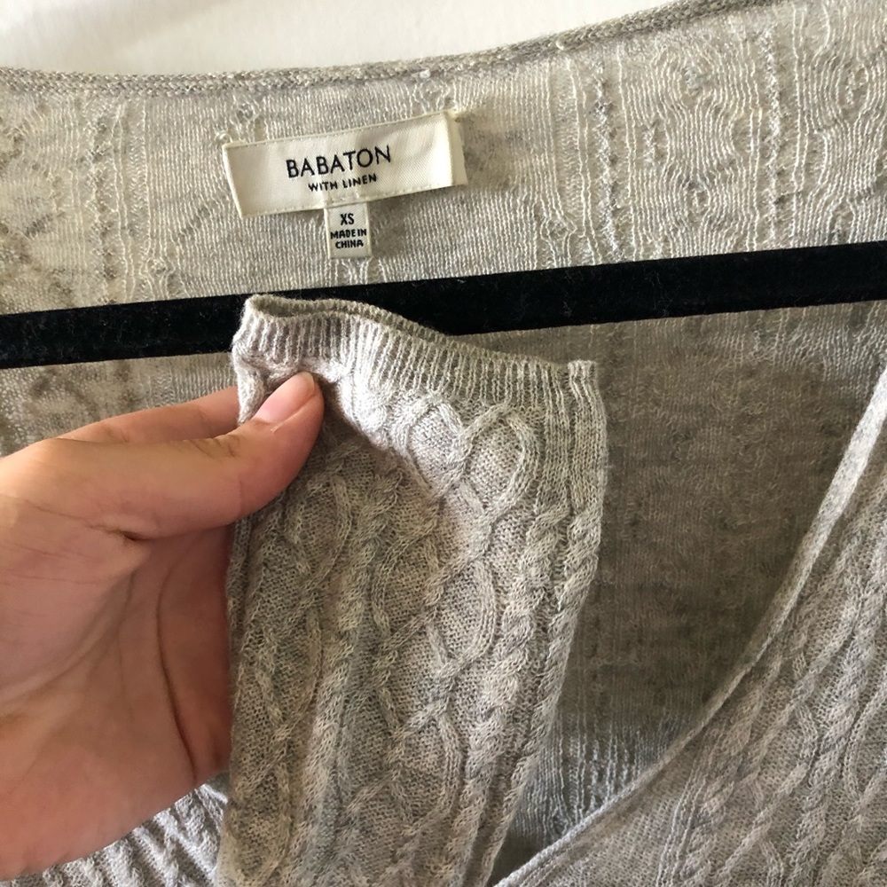 Babaton light grey v neck sweater